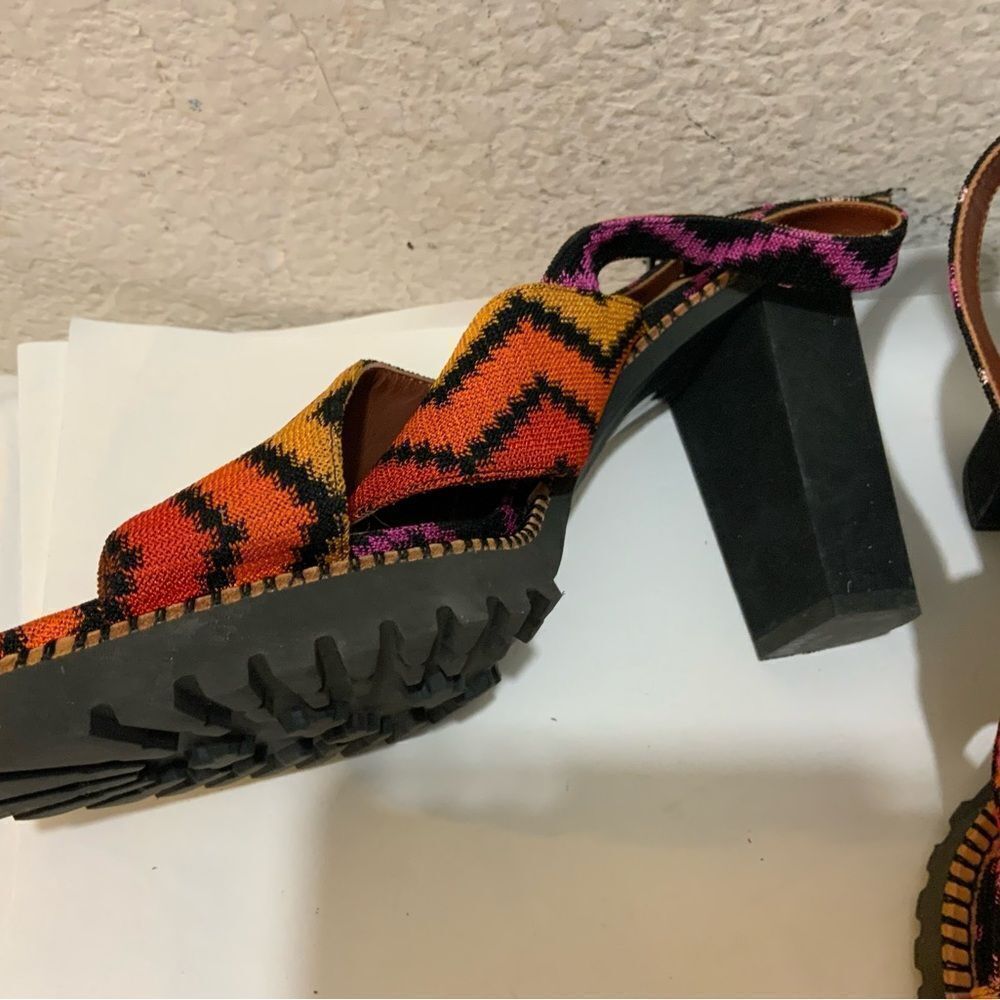 Missoni Multicolor Fabric Zig Zag Ankle Strap Sandals Size 40/ 9.5 Italy - Picture 7 of 14